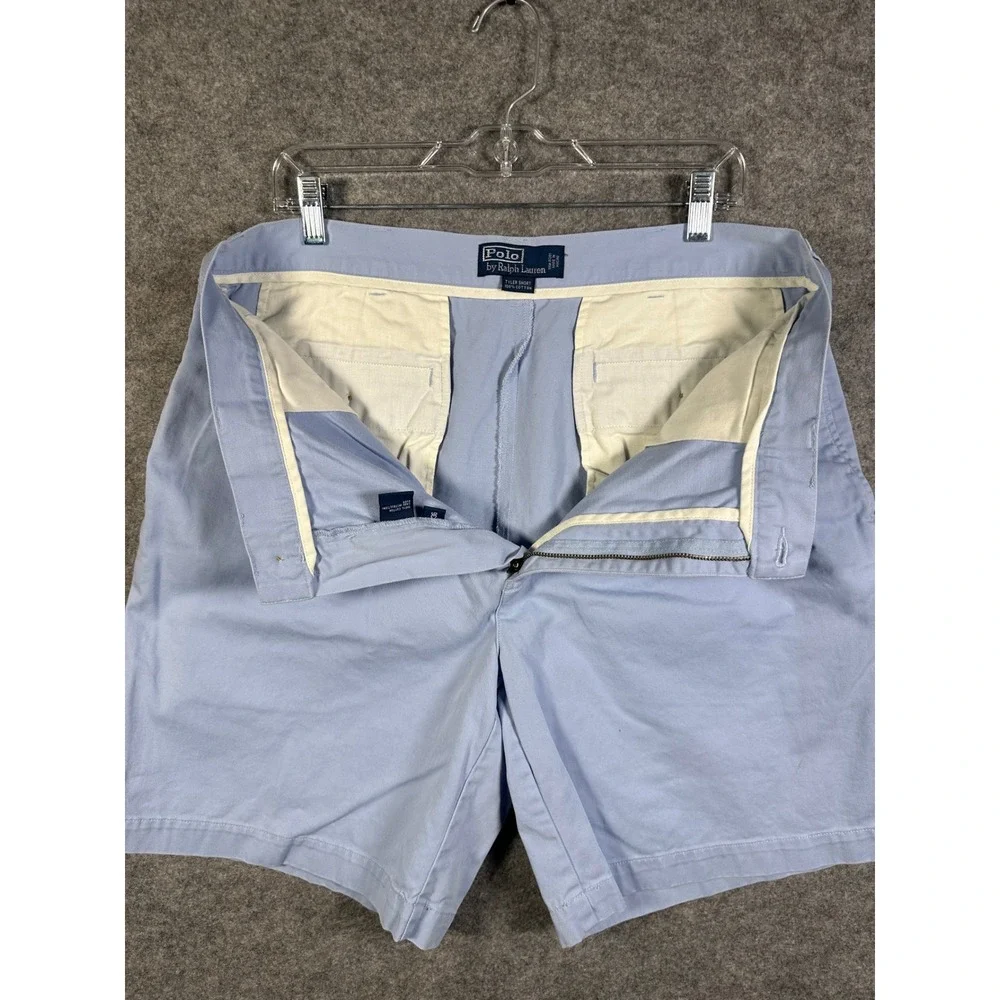 Polo Ralph Lauren Tyler Shorts Mens 36 Light‎ Blue Pleated Cotton Twill Chino